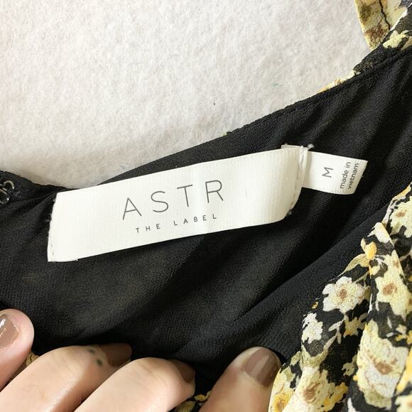 ASTR x Revolve Womens Sheer‎ Mesh Ruched Floral Dress Sz M Dark Cottage Romantic - Picture 14 of 16